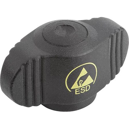 Kipp Mini wing grip, antistatic plastic, M6 internal threads, brass K0274.1100624